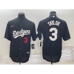 Men Los Angeles Dodgers 3 Chris Taylor Black Cool Base Stitched Baseball Jerseyy