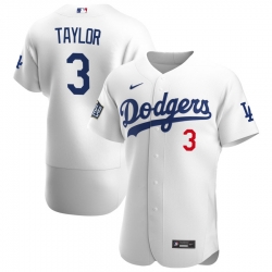 Men Los Angeles Dodgers 3 Chris Taylor Men Nike White Home 2020 World Series Bound Flex Base Player MLB Jersey