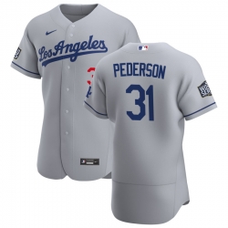 Men Los Angeles Dodgers 31 Joc Pederson Men Nike Gray Road 2020 World Series Bound Flex Base Team MLB Jersey