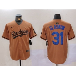 Men Los Angeles Dodgers 31 Tyler Glasnow Brown Cool Base Stitched Baseball Jersey 6