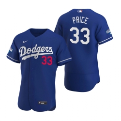 Men Los Angeles Dodgers 33 David Price Royal 2020 World Series Champions Flex Base Jersey