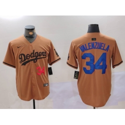 Men Los Angeles Dodgers 34 Fernando Valenzuela Brown Cool Base Stitched Baseball Jersey 6