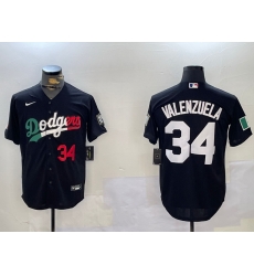 Men Los Angeles Dodgers 34 Toro Valenzuela Black Mexico 2024 World Series With No  34 Patch Cool Base Stitched Baseball Jersey 6