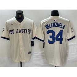 Men Los Angeles Dodgers 34 Toro Valenzuela Cream Stitched Baseball Jersey