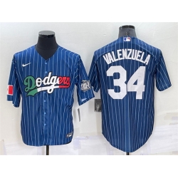 Men Los Angeles Dodgers 34 Toro Valenzuela Navy Mexico World Series Cool Base Stitched Baseball Jersey