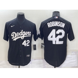 Men Los Angeles Dodgers 42 Jackie Robinson Black Cool Base Stitched Jersey