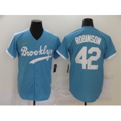 Men Los Angeles Dodgers 42 Jackie Robinson Light Blue Throwback Cool Base Stitched Baseball Jersey