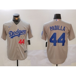 Men Los Angeles Dodgers 44 Vicente Padilla Grey Cool Base Stitched Baseball Jersey 12