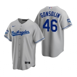 Men Los Angeles Dodgers 46 Tony Gonsolin Gray 2020 World Series Champions Road Replica Jersey