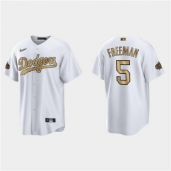 Men Los Angeles Dodgers 5 Freddie Freeman 2022 All Star White Cool Base Stitched Baseball Jersey