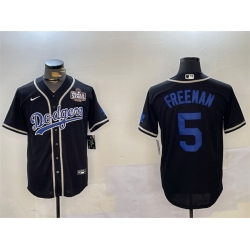 Men Los Angeles Dodgers 5 Freddie Freeman Black 2024 World Series Cool Base Stitched Baseball Jersey