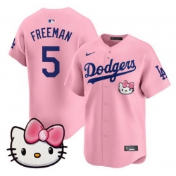 Men Los Angeles Dodgers 5 Freddie Freeman Pink 2025 Hello Kitty Vapor Limited Stitched Baseball Jersey