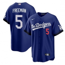 Men Los Angeles Dodgers 5 Freddie Freeman Royal City Connect Cool Base Stitched Baseball jersey