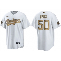 Men Los Angeles Dodgers 50 Mookie Betts 2022 All Star White Cool Base Stitched Baseball Jersey