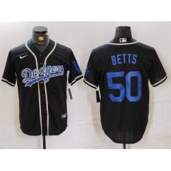 Men Los Angeles Dodgers 50 Mookie Betts Black Cool Base With Patch Stitched Baseball Jersey