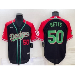 Men Los Angeles Dodgers 50 Mookie Betts Red Black Cool Base Stitched Baseball Jersey