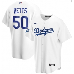 Men Los Angeles Dodgers 50 Mookie Betts White Nike 2020 World Series Champions Cool Base Jersey