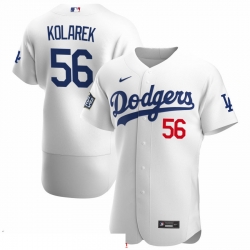 Men Los Angeles Dodgers 56 Adam Kolarek Men Nike White Home 2020 World Series Bound Flex Base Player MLB Jersey