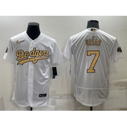 Men Los Angeles Dodgers 7 Julio Ur EDas 2022 All Star White Flex Base Stitched Baseball Jersey