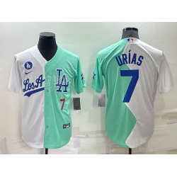 Men Los Angeles Dodgers 7 Julio Ur EDas 2022 All Star White Green Cool Base Stitched Baseball Jersey