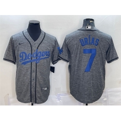 Men Los Angeles Dodgers 7 Julio Ur EDas Grey Cool Base Stitched Jersey