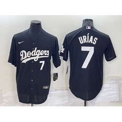 Men Los Angeles Dodgers 7 Julio Urias Black Cool Base Stitched Jersey