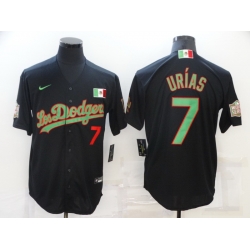 Men Los Angeles Dodgers 7 Julio Urias Black With Los Angeles Green Mexico 2020 World Series Stitched MLB Jersey