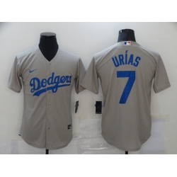 Men Los Angeles Dodgers 7 Julio Urias Gray 2020 Nike Cool Base Jersey