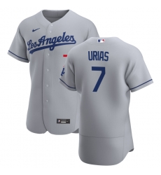 Men Los Angeles Dodgers 7 Julio Urias Men Nike Gray Road 2020 Flex Base Team MLB Jersey