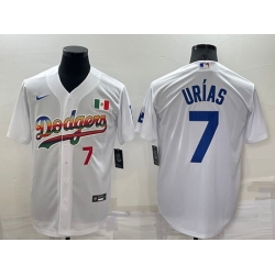 Men Los Angeles Dodgers 7 Julio Urias White Cool Base Stitched Baseball Jersey