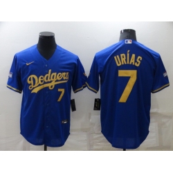 Men Los Angeles Dodgers 7 Urias Blue gilt character Nike Game 2022 MLB Jersey