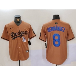 Men Los Angeles Dodgers 8 Kik E9 Hernandez Brown Cool Base Stitched Baseball Jersey 5