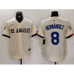 Men Los Angeles Dodgers 8 Kike Hernandez Cream Stitched Baseball Jersey