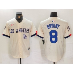 Men Los Angeles Dodgers 8 Kobe Bryant Cream Stitched Baseball Jersey 6