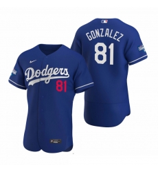 Men Los Angeles Dodgers 81 Victor Gonzalez Royal 2020 World Series Champions Flex Base Jersey