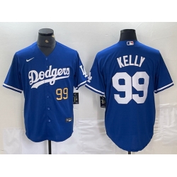 Men Los Angeles Dodgers 99 Joe Kelly Blue City Connect Cool Base Stitched Baseball Jersey 4