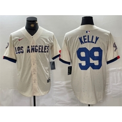 Men Los Angeles Dodgers 99 Joe Kelly Cream Stitched Baseball Jersey