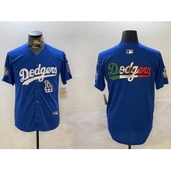 Men Los Angeles Dodgers Blank Blue 2024 World Series With No  34 Patch Home Limited Stitched Baseball Jersey  3