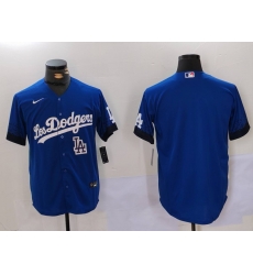 Men Los Angeles Dodgers Blank Blue City Connect Cool Base Stitched Baseball Jersey 1