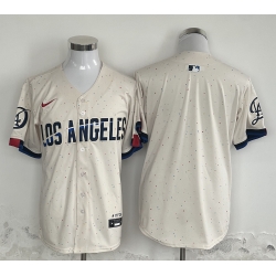 Men Los Angeles Dodgers Blank Cream Stitched Baseball Jersey