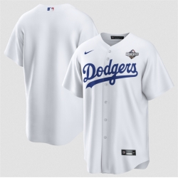 Men Los Angeles Dodgers Blank White 2025 World Series Home Cool Base Stitched Baseball Jersey