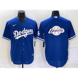 Men Los Angeles Dodgers Blue Team Big Logo Cool Base Stitched Baseball Jersey