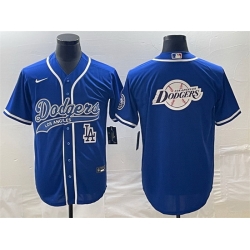 Men Los Angeles Dodgers Blue Team Big Logo With Patch Cool Base Stitched Baseball Jersey