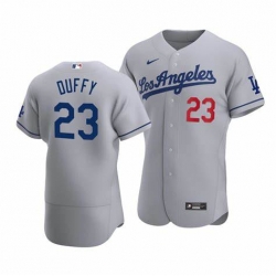 Men Los Angeles Dodgers Danny Duffy 23 Grey Flex Base Stitched MLB Jersey