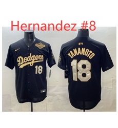 Men Los Angeles Dodgers Enrique Hernandez #8 Black Gold 2025 World Series Patch Limited Stitched Baseball Jersey