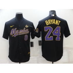 Men Los Angeles Dodgers Front 8 Back 24 Kobe Bryant Black  Mamba Throwback With KB Patch Cool Base Stitched jersey