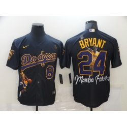 Men Los Angeles Dodgers Kobe Bryant 8 24 Mamba MLB Manba Black Purple Jersey