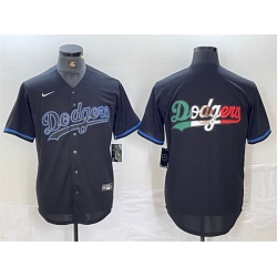 Men Los Angeles Dodgers Team Big Logo Black Cool Base Stitched Baseball Jersey 1