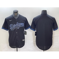 Men Los Angeles Dodgers Team Big Logo Black Cool Base Stitched Baseball Jersey 7