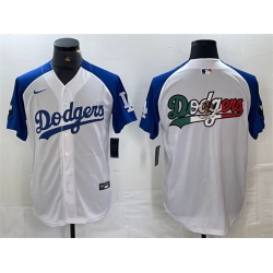 Men Los Angeles Dodgers Team Big Logo White Blue Vin Patch Cool Base Stitched Baseball Jerseys 1